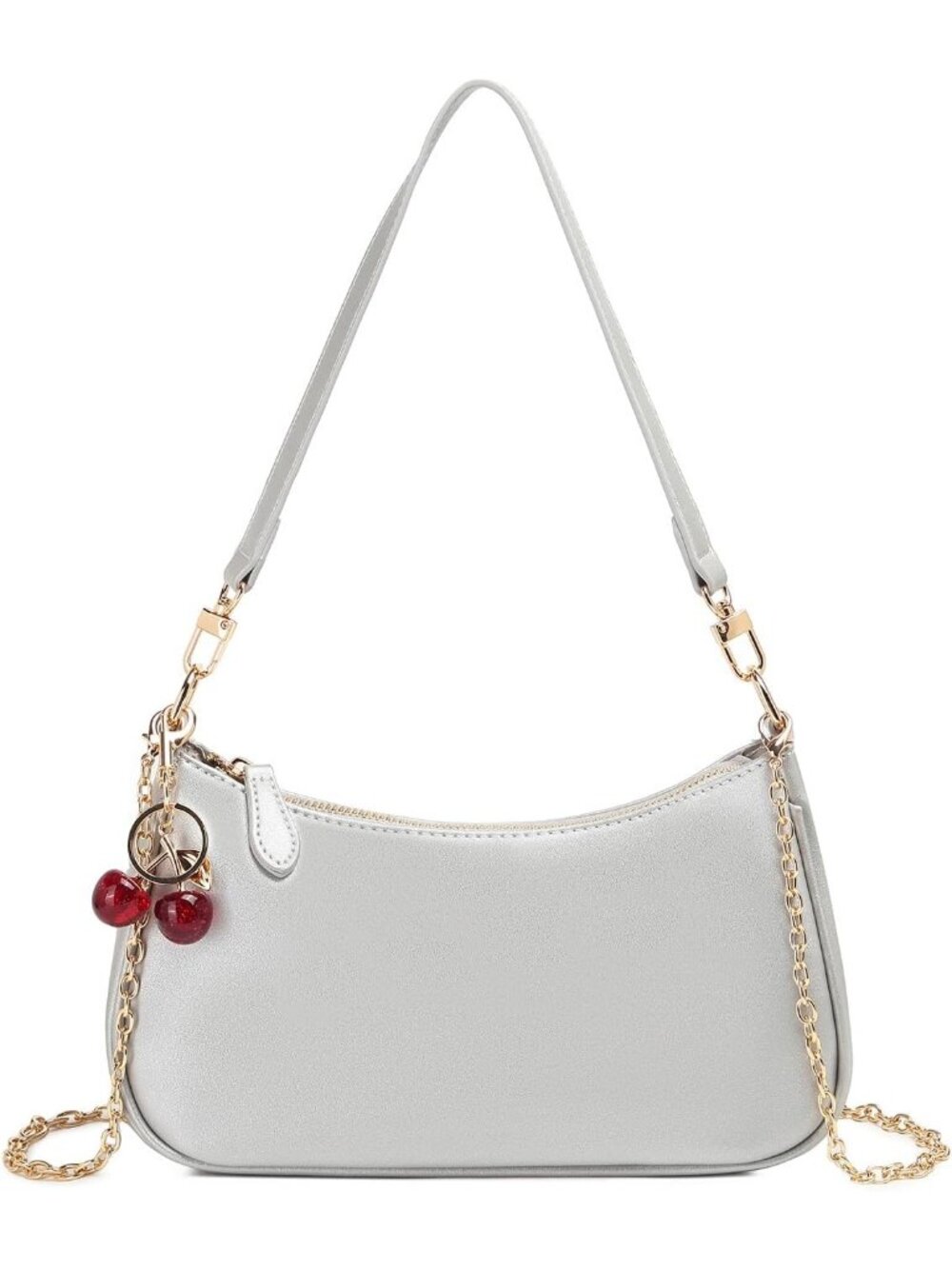 👜Women's Silver Leather Minimalist Crossbody Bag Underarm Shoulder Bag Charm